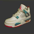 White Sneakers With Pink Blue Purple Accents And Red Sole Design