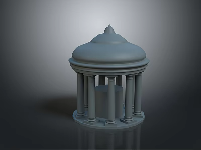 Classical Architectural Model With Dome Top And Supporting Columns Structure 3d model