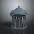 Classical Architectural Model With Dome Top And Supporting Columns Structure
