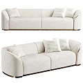 Modern Beige Curved Sofa With Soft Cushions And Elegant Wooden Base Design