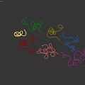 Colorful Coiled Cables with Plugs in Various Hues on Gray Background