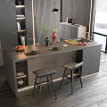 Modern bar chair combination bar table and chair combination 3d model