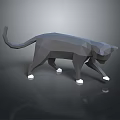 Low Poly Cat Sculpture with Gray Body and White Paws 3d model
