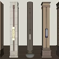 New Chinese Style Column Corner Column Villa Column 3d model