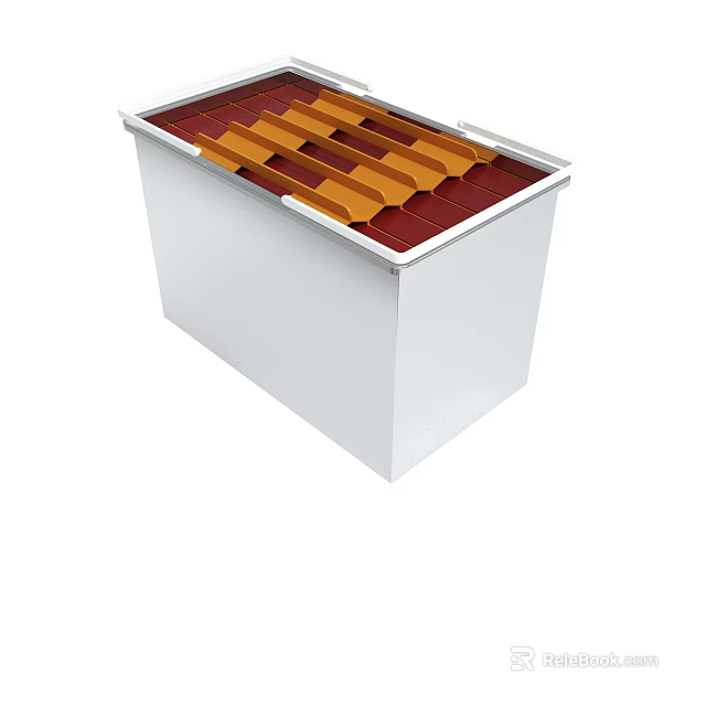 White Container With Red And Yellow Wavy Top Structure Design Features 3d model 