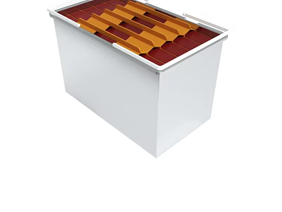 White Container With Red And Yellow Wavy Top Structure Design Features 3d model