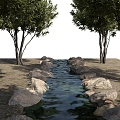 Modern Creek Waterfront Landscape Creek 3d model