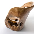 Unique Handcrafted Wooden Single Chair With Natural Grain And Carved Design
