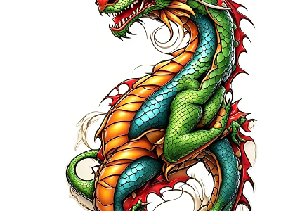 Vibrant Colorful Dragon Ornament Decoration Set With Intricate Design For Home Decor 3d model