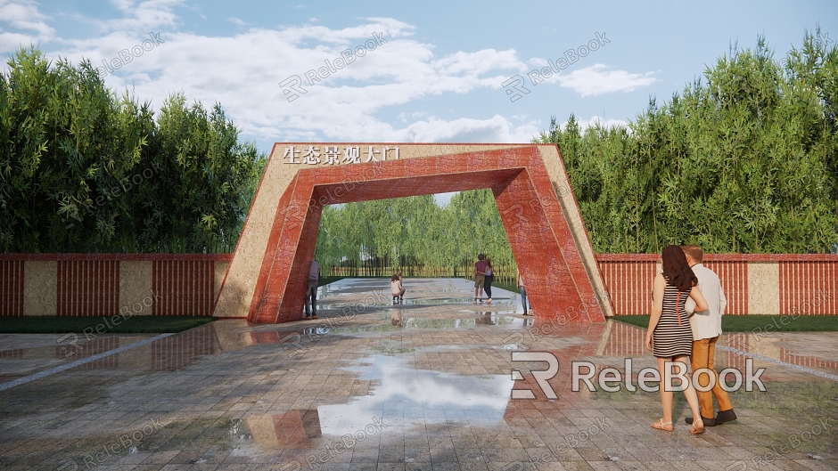 Modern Stone Entrance Gate Scenic Area Image Entrance Camp Entrance Farm Entrance Node Ecological Landscape Gate model