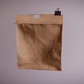 Brown Paper Bag With Black Clip And White Label For Daily Use