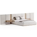 Modern Double Bed With Upholstered Headboard Bedside Tables And Neutral Tones Bedding 3d model