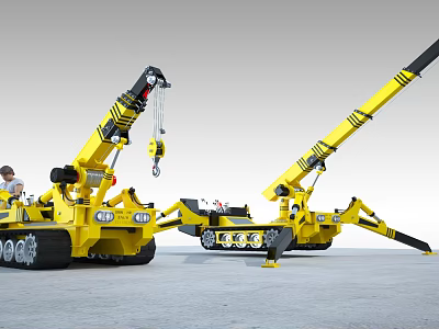 Yellow Crawler Cranes Industrial Equipment With Tracked Chassis And Long Boom 3d model