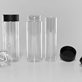 Transparent Plastic Cups With Black Lids In Various Designs For Daily Use