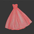 White Strapless Dress With Red Lining And Dragonfly Embroidery On Skirt