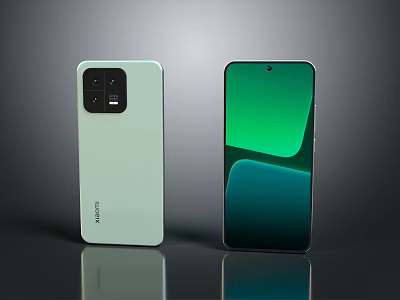 Light Green Smartphones With Back Camera Module And Front Green Blue Screen 3d model