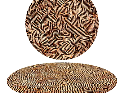 Stylish Square Carpet With Wavy Brown Black Pattern Abstract Design For Living Room 3d model