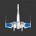 White And Blue Spacecraft Model With Engine And Wing Design For Interstellar Exploration 3d model