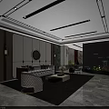 Modern Hotel Lobby Interior With Bar Counter High Stools Wine Racks And Large Windows