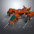 Futuristic Red Sci Fi Vehicle With Green Section And Advanced Mechanical Design Details