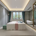 Luxurious SPA Sauna Room Interior with Massage Beds Wooden Decor and Natural Light
