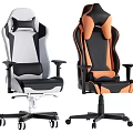 Modern High Back Office Chair with Armrests Wheels in White Black and Orange Colors