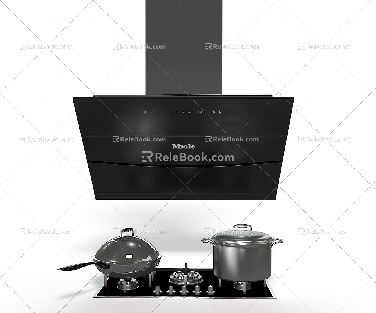 Range Hood Gas Stove Combination Kitchen Stove Side Range Hood 3d model