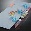Modern Port Terminal With Container Ships Cranes And Colorful Containers