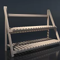 White Wooden Two Tier Open Shoe Rack With Simple Shelf Structure 3d model