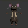 Cartoon Mouse Character With Pink Ears Green Eyes Light Yellow Vest And Open Arms