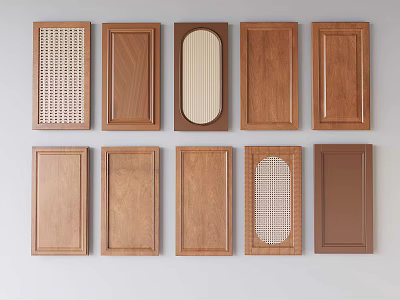 Natural Wooden Wardrobe Doors With Various Panel Designs And Styles 3d model