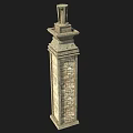 Classical Brick Stone Column With Ornate Decorative Top And Layered Structure 3d model