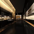 Cultural Center Interior Exhibition Space With Display Cabinets Lighting And Historical Artifacts