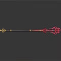 Decorative Pink Long Handle Household Item with Flame Shaped Design Golden Accents and Blue Gemstones