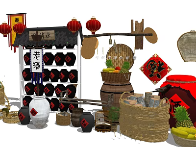 New Chinese Style Wine Jar Wine Culture Wine Jar 3d model