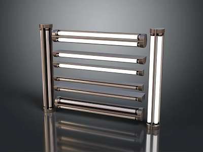 Modern Metal Furniture With Horizontal Bars And Side LED Lighting For Indoor Use 3d model