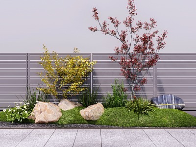 Courtyard landscape sketch garden landscape plant landscaping plant pile plant combination micro-terrain plant cluster 3d model