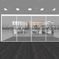 Conference Room Glass Partition Wall With Black Dot Pattern And Office Background View 3d model