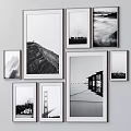 Black and White Framed Photos Wall Gallery With Landscape And Architecture Prints
