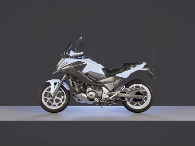 Modern White And Black Sport Touring Motorcycle With Streamlined Body Windshield And Alloy Wheels 3d model