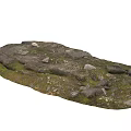 Natural Stone Surface Covered With Moss And Scattered Small Rocks For Outdoor Use