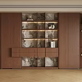 Elegant Modern Decorative Cabinet For Living Room With Wooden Structure And Marble Details