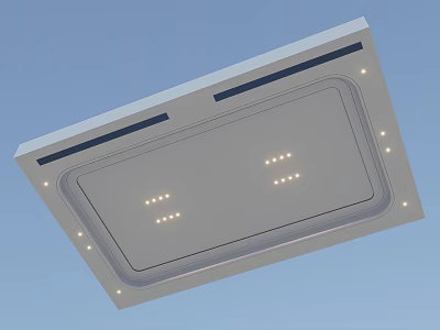 Modern Square Ceiling Light With Blue Trim And Multiple LED Bulbs Around Edge 3d model
