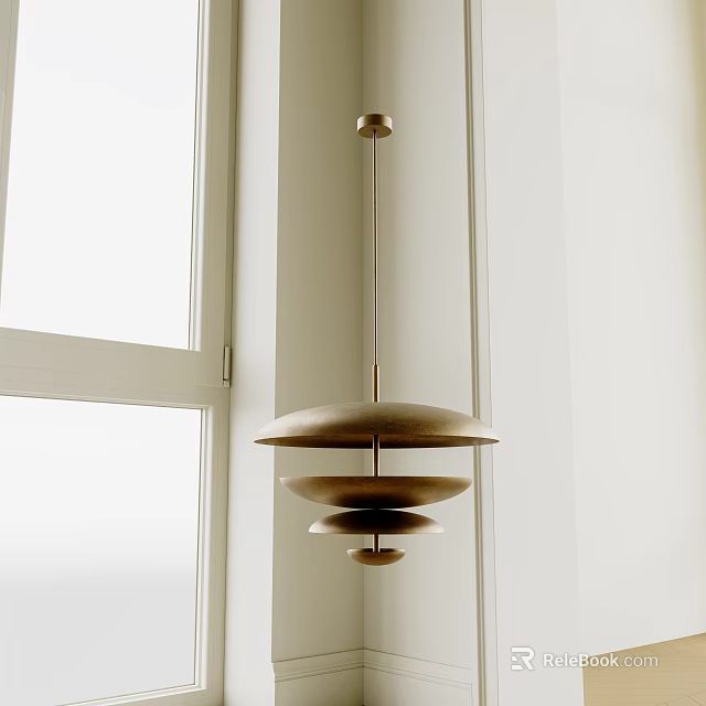 Modern Interior Pendant Light Design With Multi Layer Structure Hanging by Window 3d model