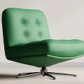 Modern Green Accent Chair With Tufted Backrest And Metal Swivel Base