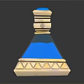 Blue Pyramid Ornament With Golden Accents And Smooth Blue Surface Design
