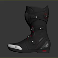 Black Motorcycle Boots With Protective Design Metallic Toe Caps Red Accents And Modern Styling