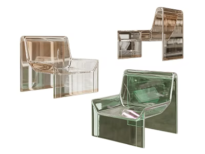 Modern Transparent Acrylic Leisure Chairs With Geometric Design In Various Colors 3d model