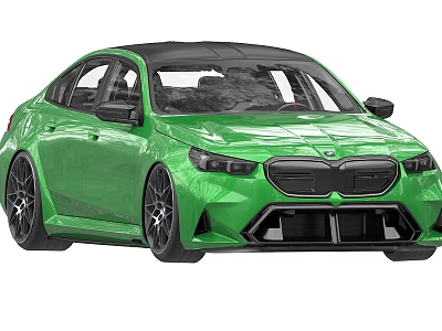 Green Sports Sedan With Black Roof Sporty Front Grille And Black Alloy Wheels 3d model