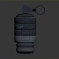 Futuristic Military Grenade Weapon With Metallic Casing Ring Handle And Blue Light Indicators